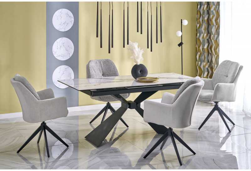 Halmar Stalas LUCIANO Extension Baltas Marmuras / Juoda