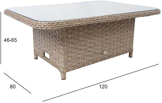Home4You stalviršis PACIFIC 120x80xH46/65cm