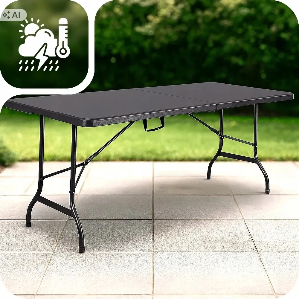 Stalas sulankstomas 180cm, kelioninis, sodo, banketinis, su rankena