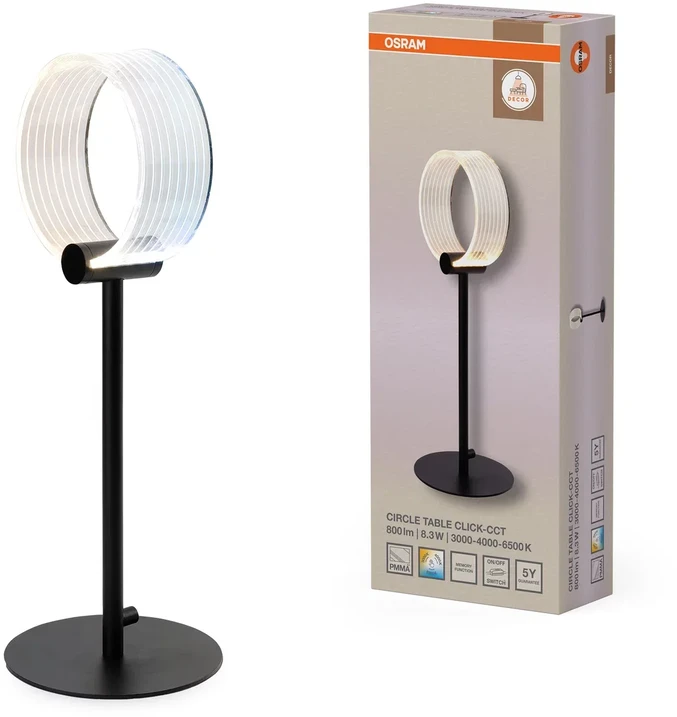 Osram 8,3W LED stalo šviestuvas CIRCLE, juodas, 3000/4000/6500K