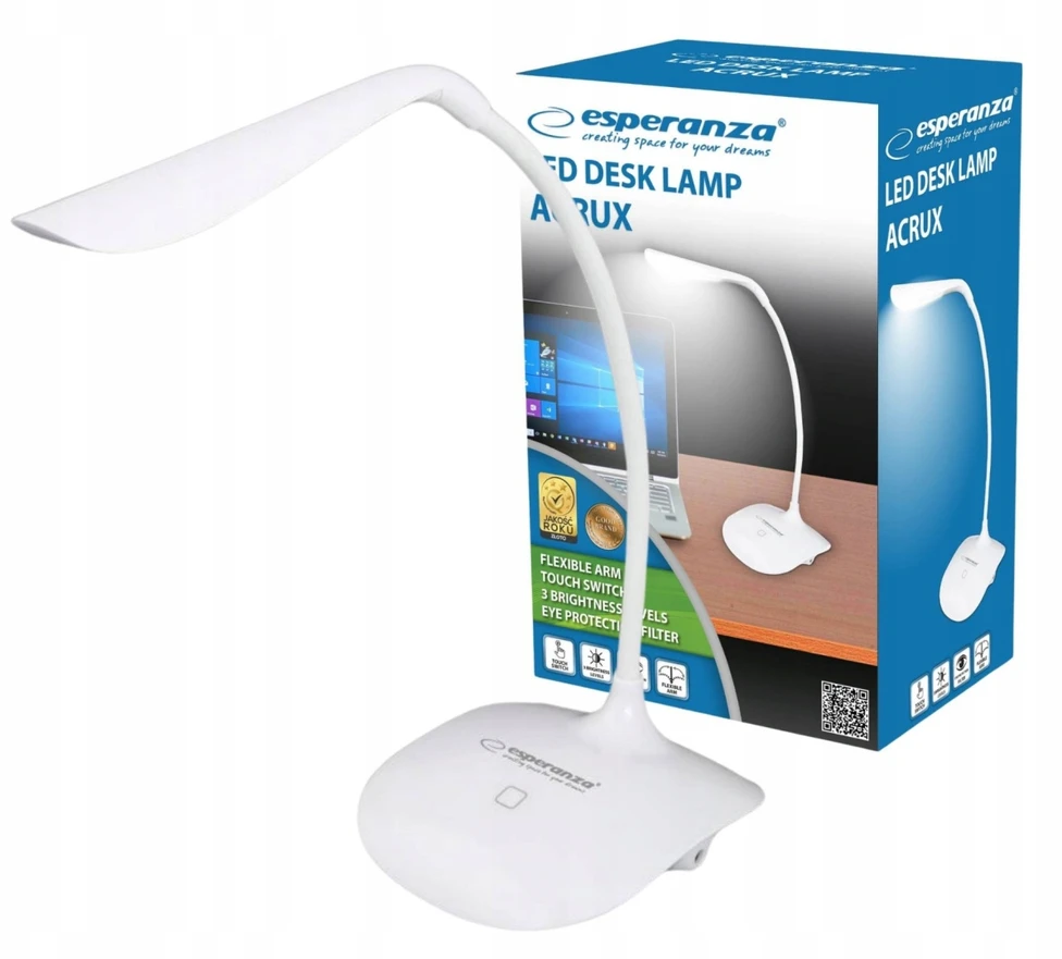 Stalo Lempa - Esperanza ELD102 3W LED Jutiklinis Valdymas Lankstus Rankos Baltas