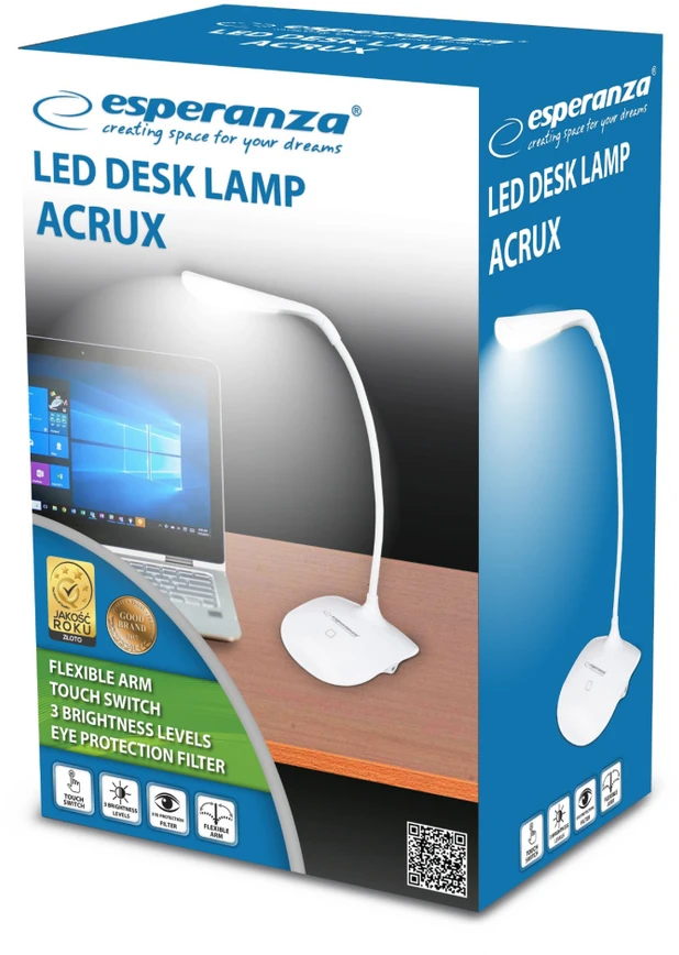 Stalo Lempa - Esperanza ELD102 3W LED Jutiklinis Valdymas Lankstus Rankos Baltas