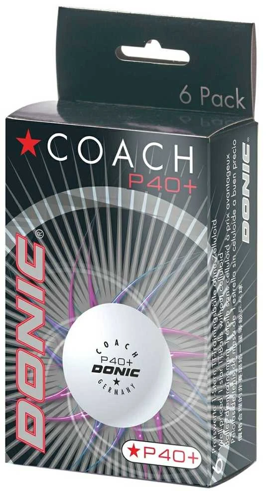 Stalo teniso kamuoliukai DONIC P40+ Coach 1žv. 6vnt Baltas