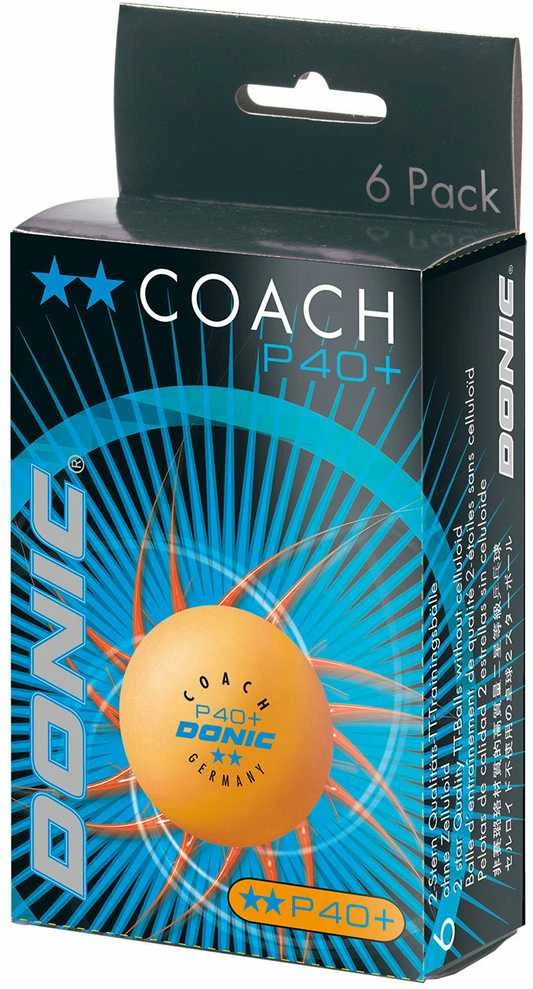 Stalo teniso kamuoliukai DONIC P40+ Coach 2žv. 6vnt Oranžinis