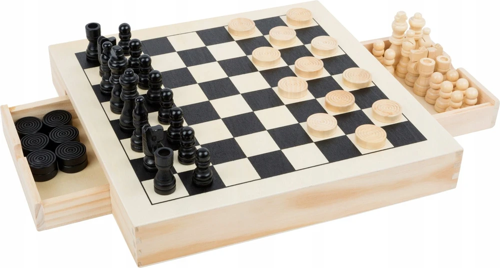 Small Foot Stalo žaidimų rinkinys 3 IN 1 (Draughts, Nine Men´s Morris, Šachmatai)