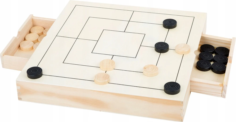 Small Foot Stalo žaidimų rinkinys 3 IN 1 (Draughts, Nine Men´s Morris, Šachmatai)