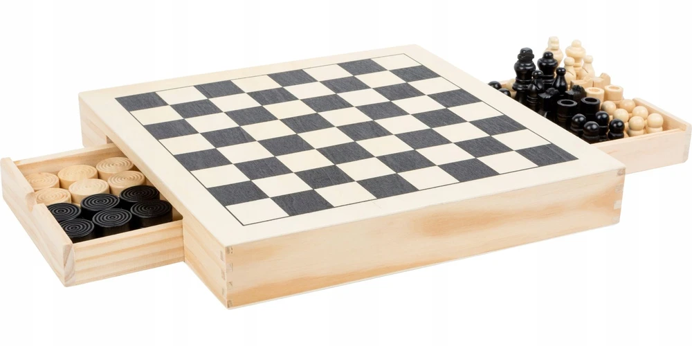 Small Foot Stalo žaidimų rinkinys 3 IN 1 (Draughts, Nine Men´s Morris, Šachmatai)
