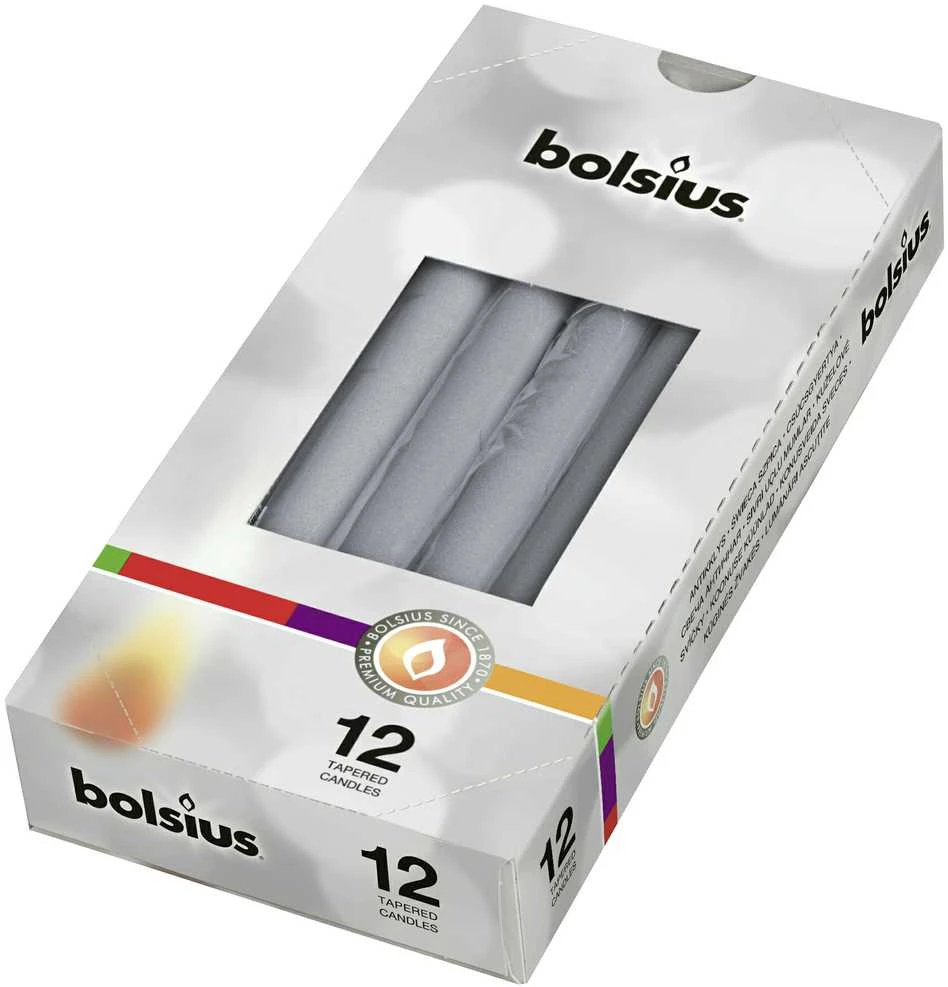 Stalo žvakės Bolsius 245x24mm sidabro sp.
