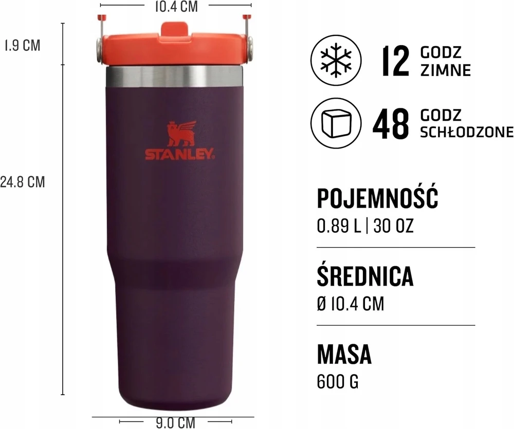 Stanley Termo puodelis su šiaudeliu, violetinis, 0.89l