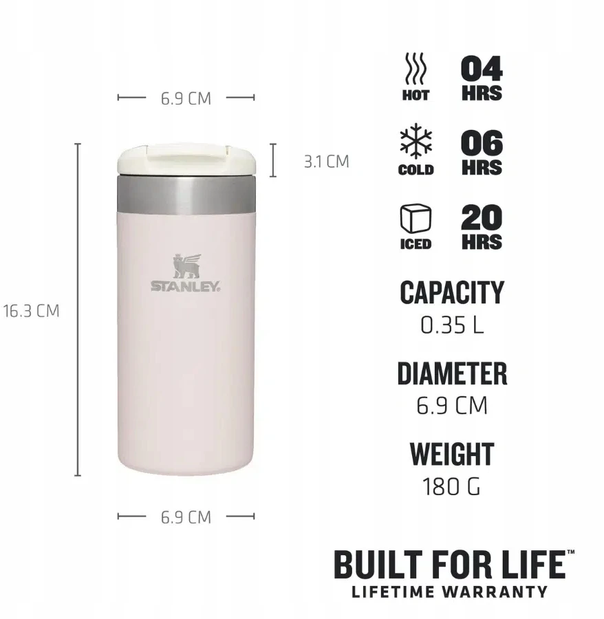 Terminis puodelis Stanley Aerlight, 0.35 L rožinio kvarco metalas