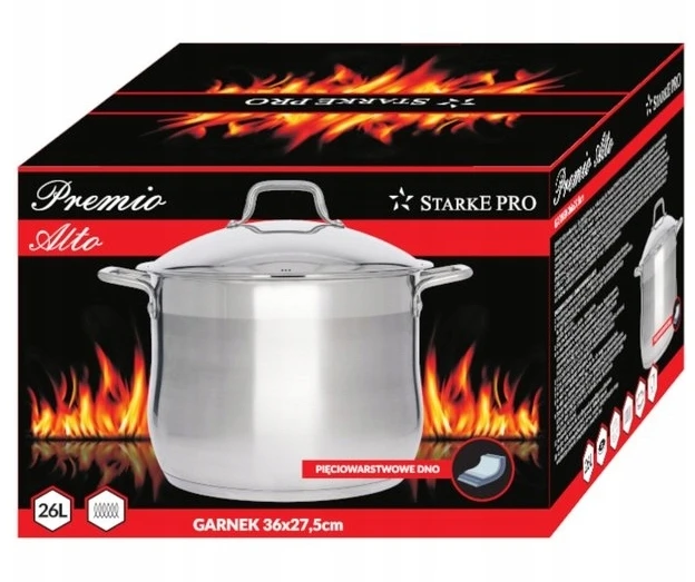 Starke Pro Gastro puodas 20l, daugiasluoksnis dugnas, su dangčiu