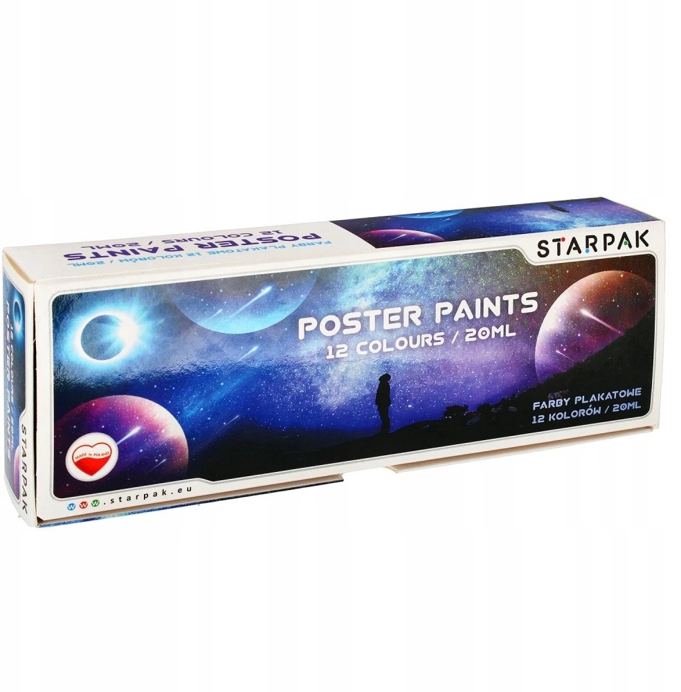Starpak 12 spalvų plakatinių dažų rinkinys, 20ml kiekvienas