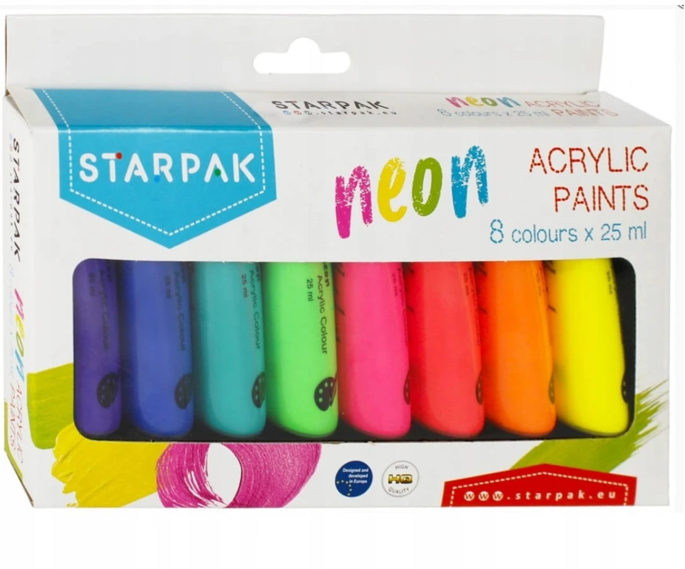 Starpak Akriliniai neoniniai dažai, 8 x 25 ml.