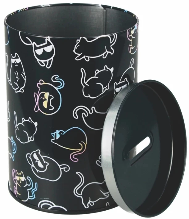 Starpak APVALUS METALINIS PIGGY BANKAS MERGAITEI KITTY KITTY HOLO