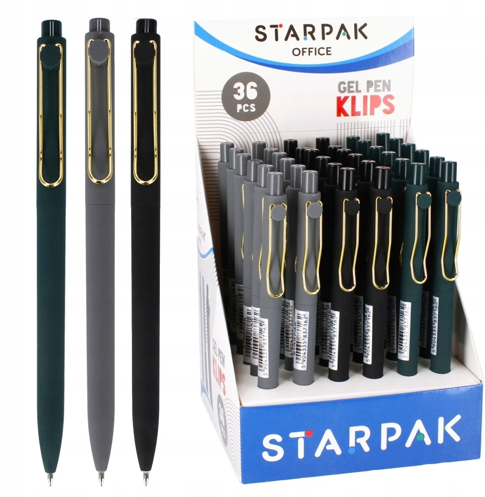 Starpak Automatinis mokyklinis juodas gelinis rašiklis