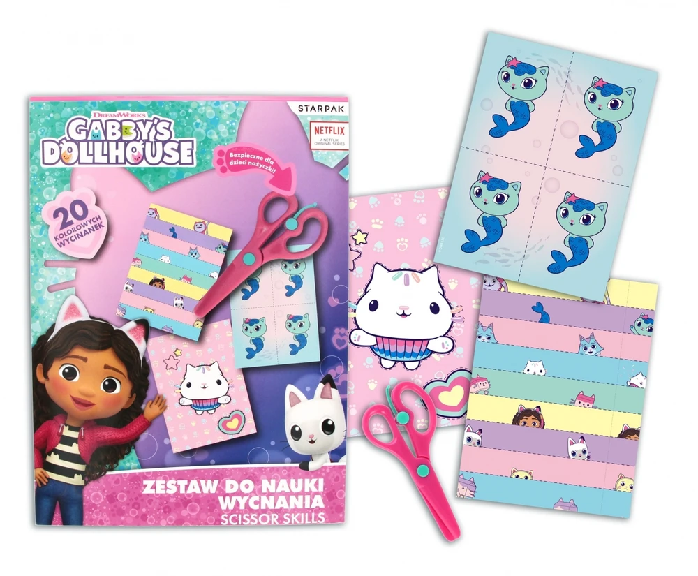 Starpak Kūrybinis rinkinys, skirtas mokytis kirpti A4 su Gabby S Dollhouse žirklėmis