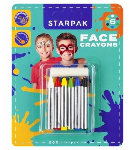 Starpak Piešimo ant veido kreidelių rinkinys vaikams, 6 spalvų