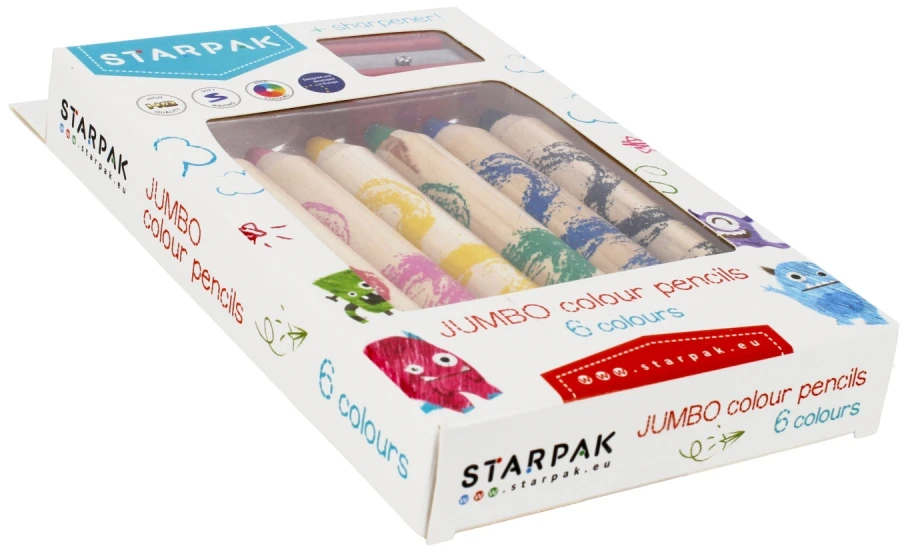 Starpak Pieštukai + pieštukas 6 spalvos Jumbo