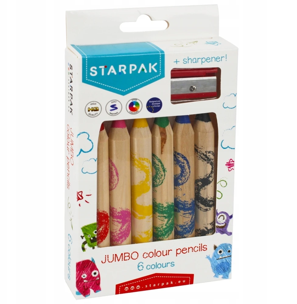 Starpak Pieštukai + pieštukas 6 spalvos Jumbo