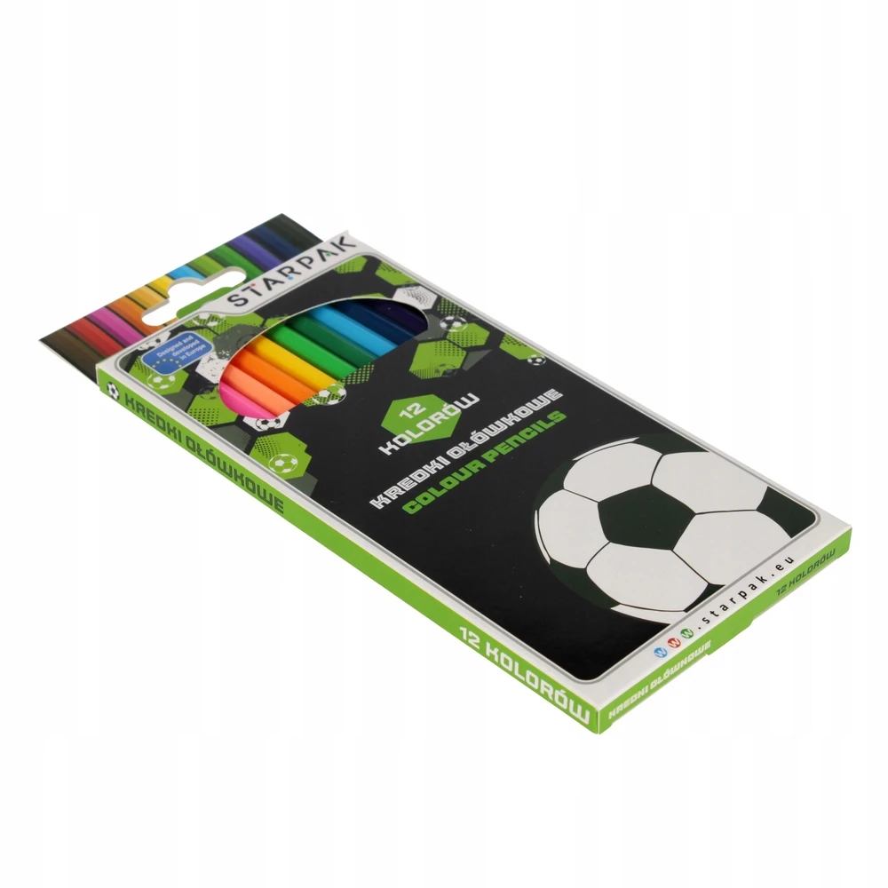 Starpak pieštukiniai pieštukai 12 spalvų, futbolo tema