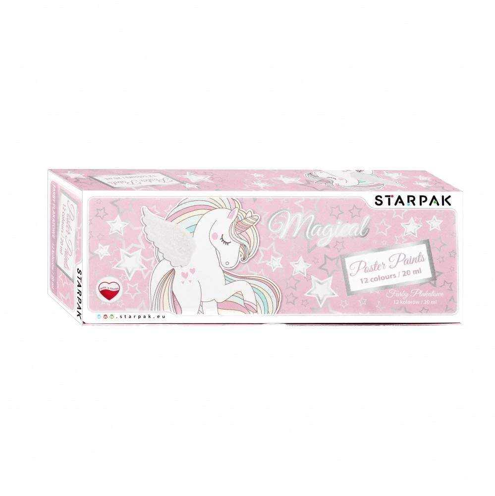 Starpak Plakatiniai dažai 12 spalvų mokykla Vienaragis
