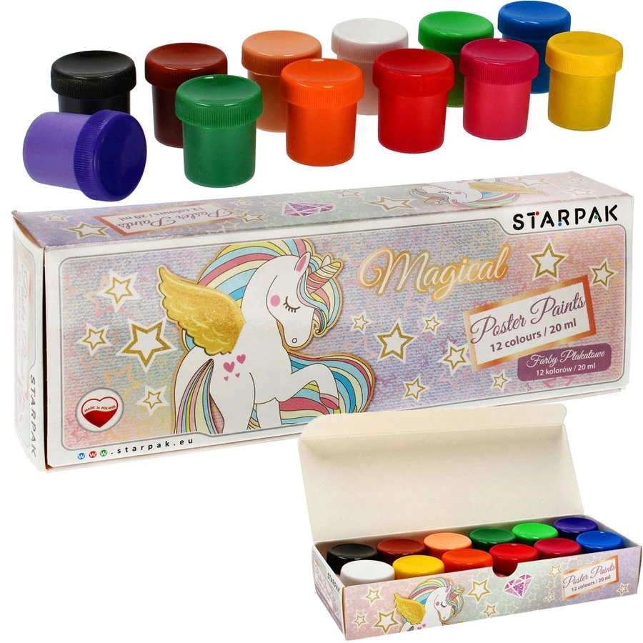 Starpak Plakatiniai dažai 12 spalvų mokykla Vienaragis