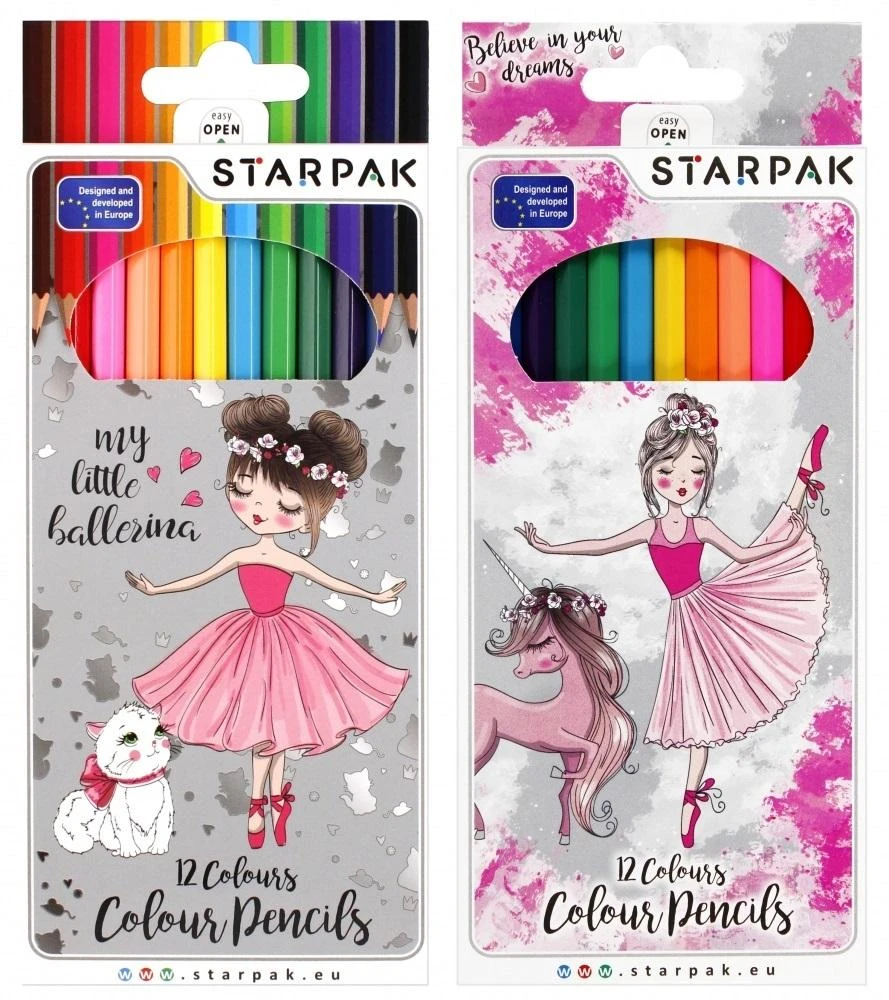 Starpak Vaikiški pieštukai 12 spalvų Balerina