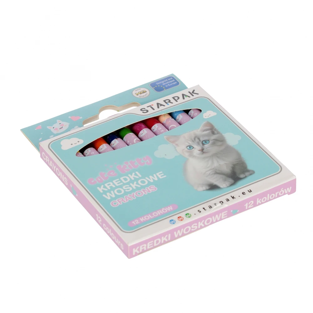 Starpak Vaško pieštukai Cuties Kitty, 12 spalvų