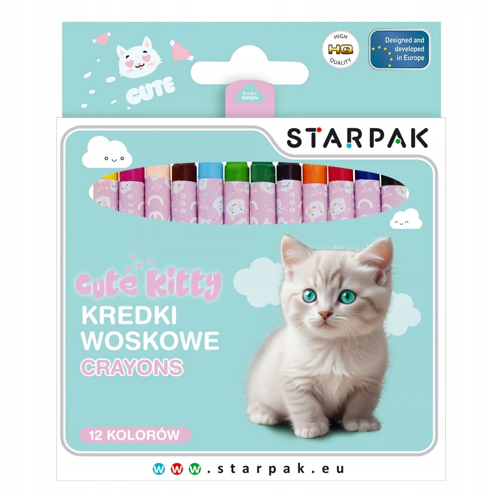 Starpak Vaško pieštukai Cuties Kitty, 12 spalvų