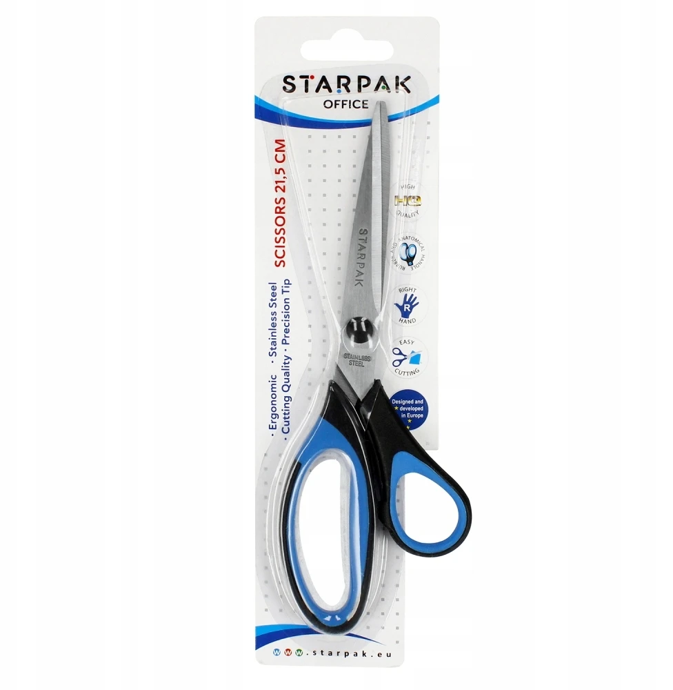 Starpak Žirklės su guminėmis metalinėmis rankenomis 21,5 cm