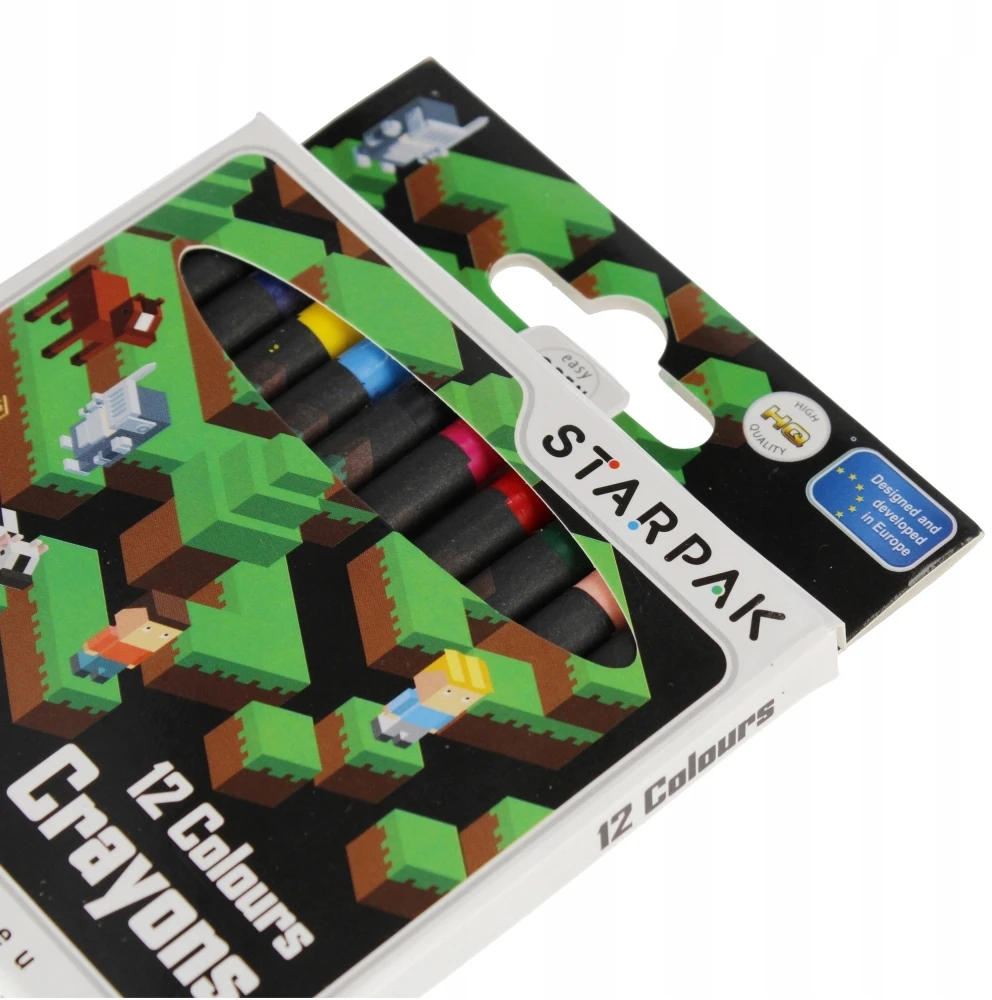 Starpak Žvakių vaškinės kreidelės 12 spalvų "Pixel" žaidimas