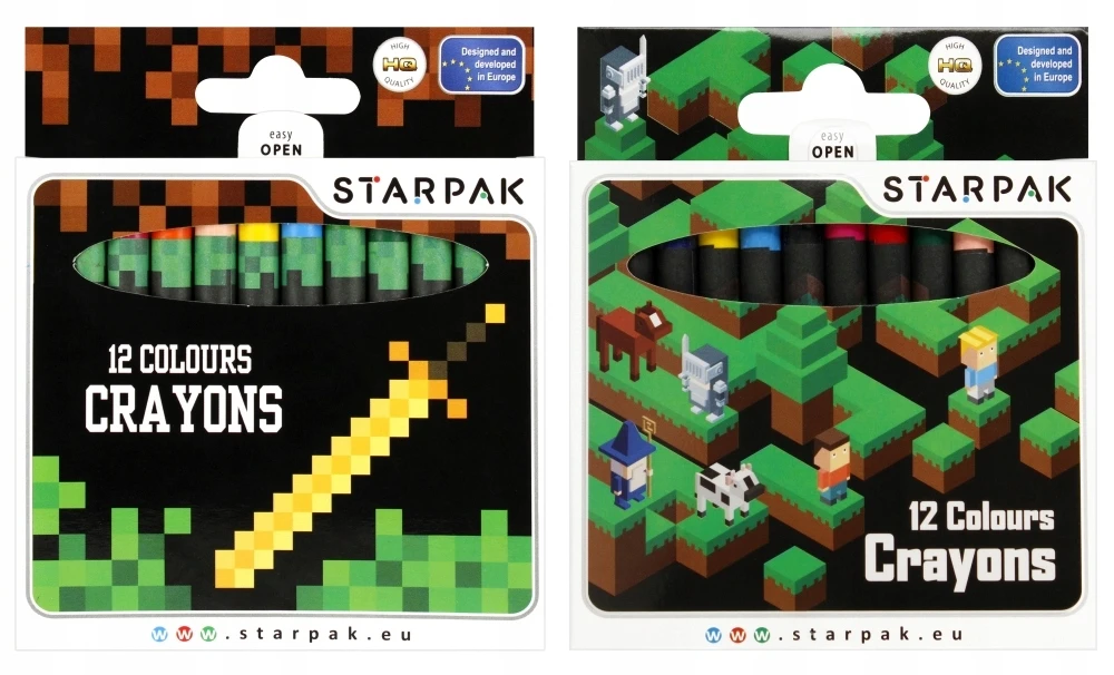 Starpak Žvakių vaškinės kreidelės 12 spalvų "Pixel" žaidimas