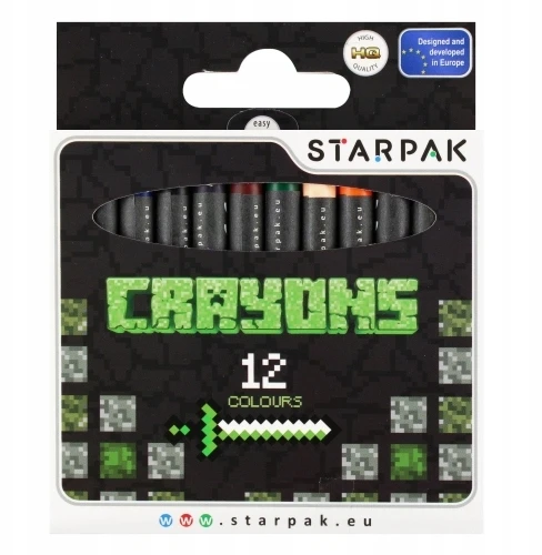 Starpak Žvakių vaškinės kreidelės 12 spalvų "Pixel" žaidimas