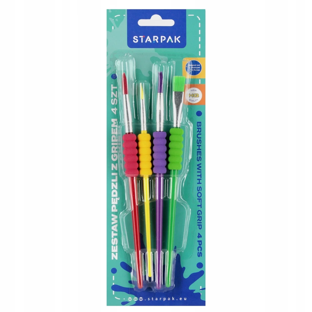 Starplast Mokyklinių šepečių rinkinys su rankena, 4 vnt. STARPAK 563037