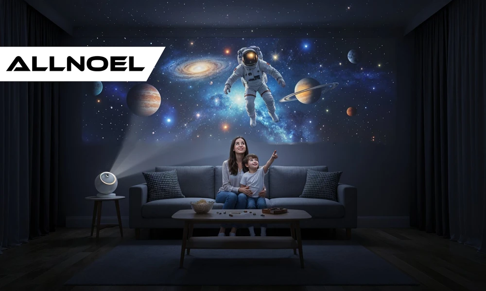 STARS PROJECTOR PLANETARIUM PROJEKTORINĖ LEMPA ĮTRAUKTA BATERIJOS BT GARSIAKARIAIS