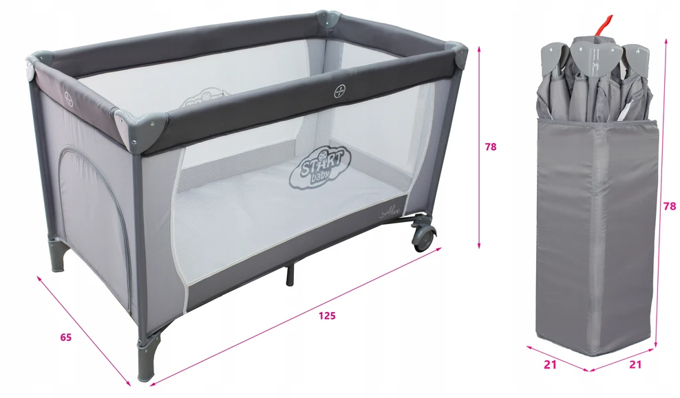 Start Baby KELIONINĖ LOŠTE, SULANKSTAMAS GROJIMAS, KELIONINIS ČIUŽINIS, TINKLAS, 126x68x78