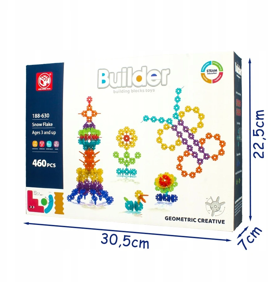 Stator 3D EDUKACINIAI KŪRYBINIAI MONTESSORI KONSTRUKCINIŲ KLALŲ RINKINYS 460 ELEMENTŲ. DIY