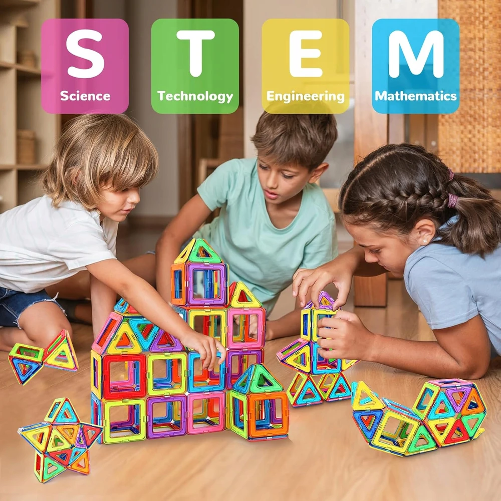 Stator 3D mokomieji magnetiniai blokeliai + STEM apžvalgos ratas vaikams Panelės