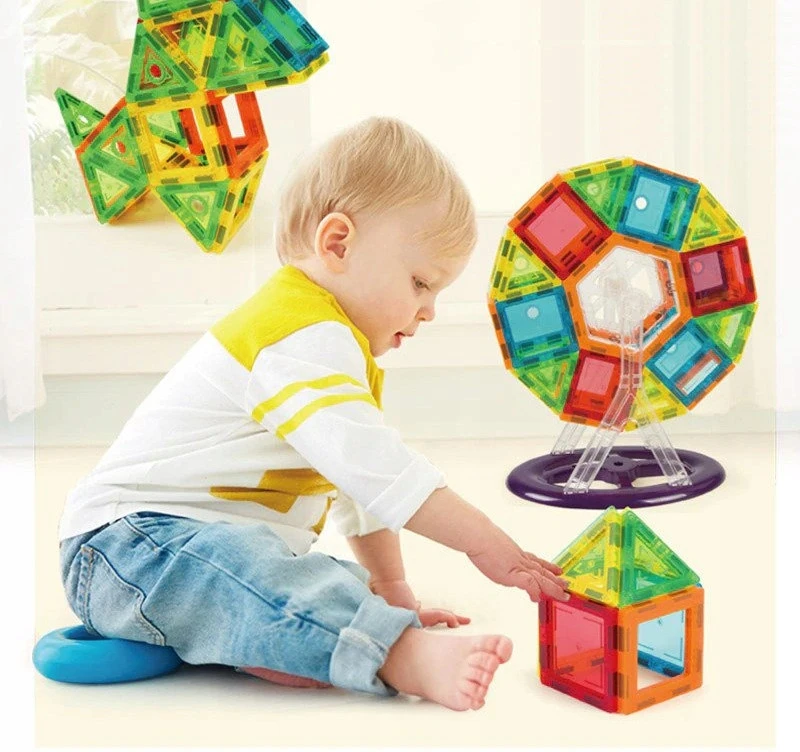 Stator Dideli MAGNETINIAI BLOKELIAI Mokomoji konstrukcija 3D rinkinys PLOKŠČIAI 106 ELEMENTAI.