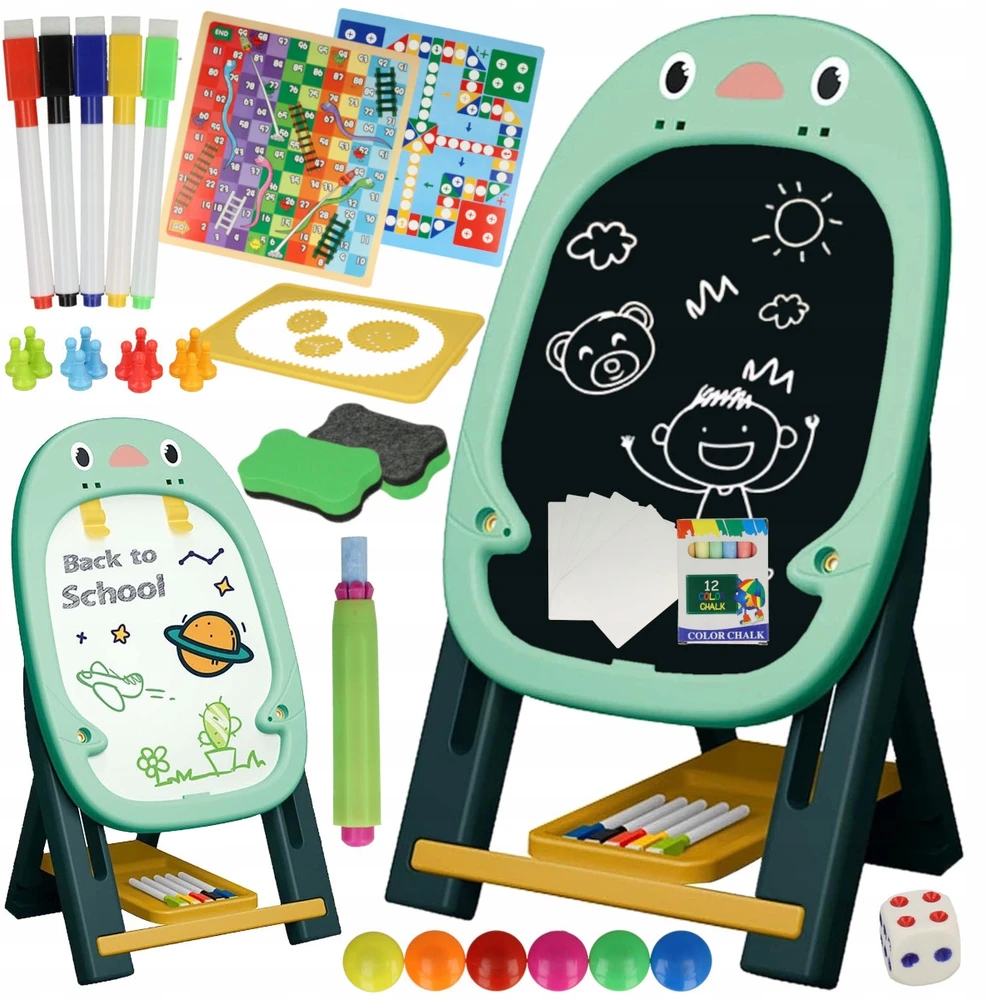 Stator EDUCATIONAL 2in1 Magnetinė kreida lenta Stovi + Priedai Žaidimai Kempinėlė