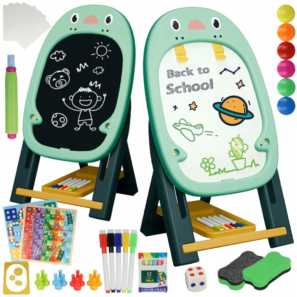 Stator EDUCATIONAL 2in1 Magnetinė kreida lenta Stovi + Priedai Žaidimai Kempinėlė