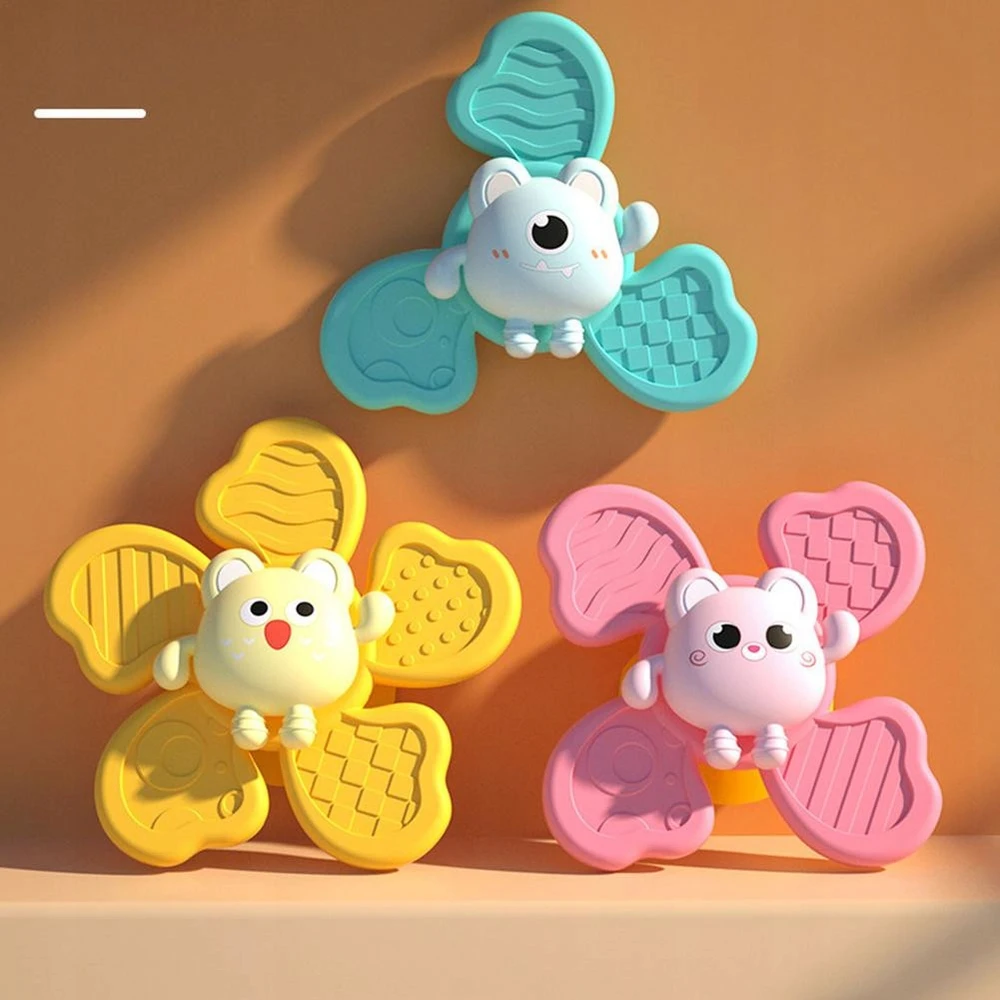 Stator Fidget Spinner Rattle su siurbimo taurele langams ANTISTRESS žaislas 3 vnt