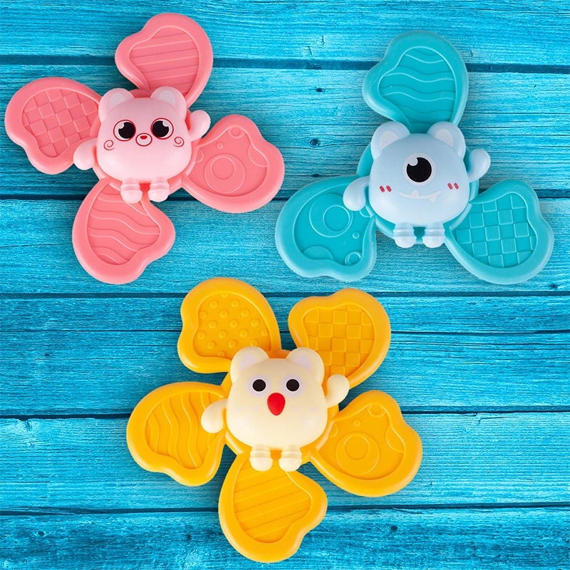 Stator Fidget Spinner Rattle su siurbimo taurele langams ANTISTRESS žaislas 3 vnt
