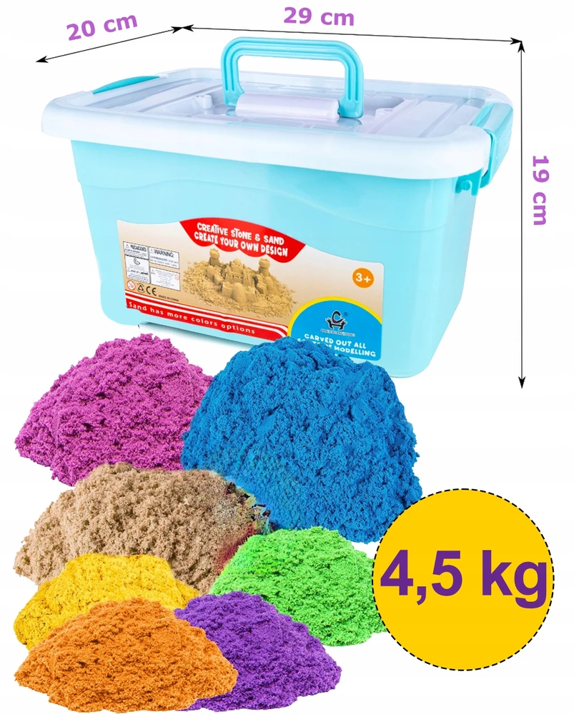 Stator Kinetic Sand 4,5kg SET XXXL SANDBOX plaukimo baseinas PELIETI SKAIČIAI RAIDĖS