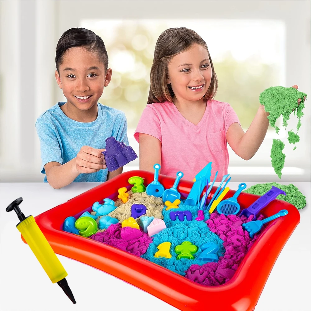 Stator Kinetic Sand 4,5kg SET XXXL SANDBOX plaukimo baseinas PELIETI SKAIČIAI RAIDĖS