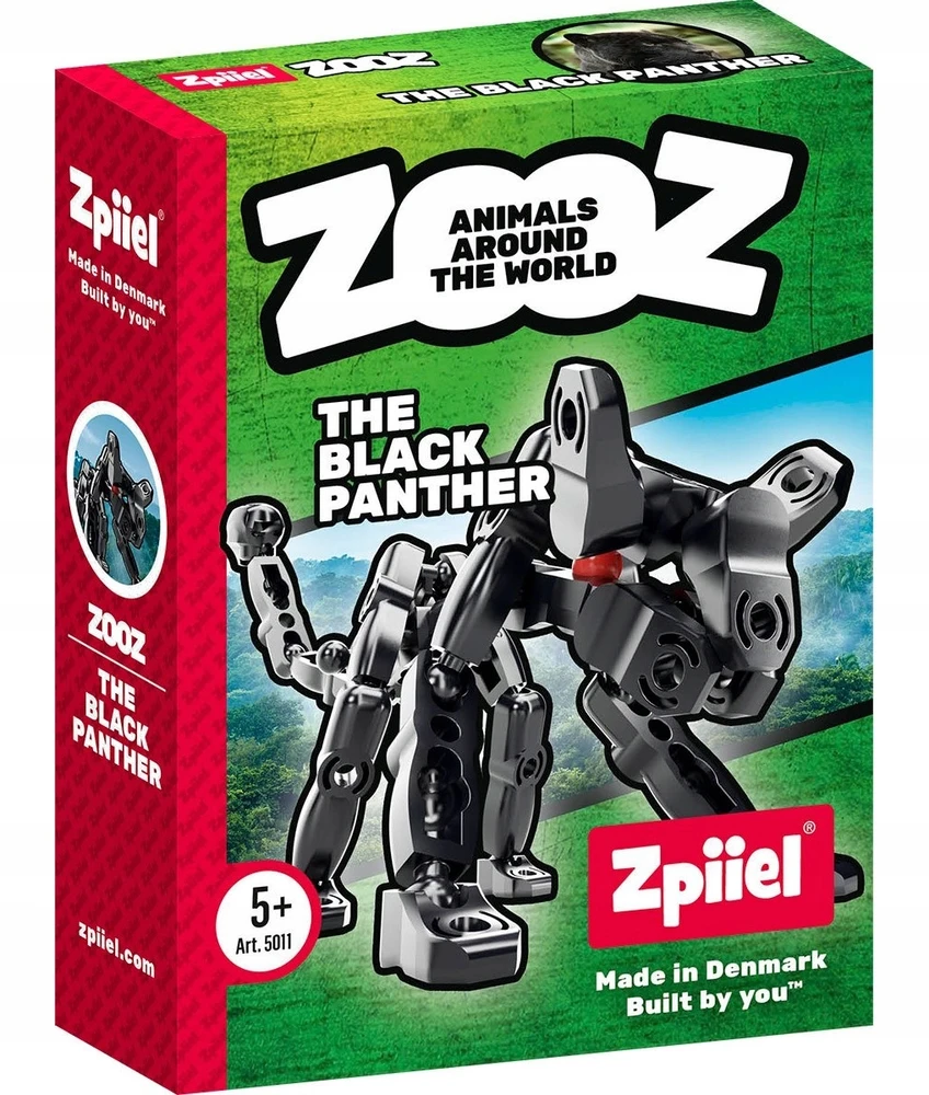 Statybinės plytos vaikams 5+ 2in1 Juodas Panther Man ZooZ Zpiiel