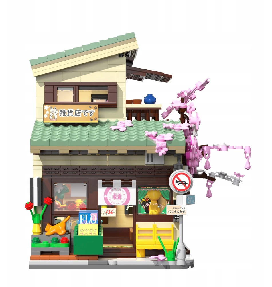Statybiniai blokai CADA Shop Kitty Japanese LED 921 EL C66015W