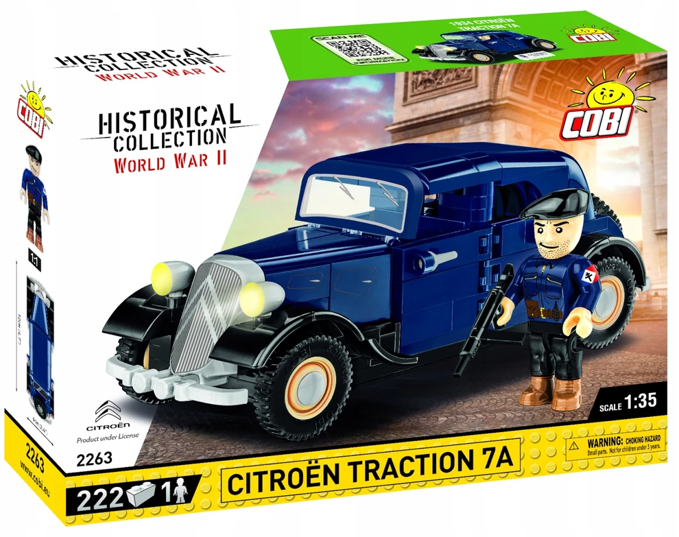 Statybiniai blokai - COBI - Citroën Traction 7A - 222 dalys - Karo soldato figūra - 1:35