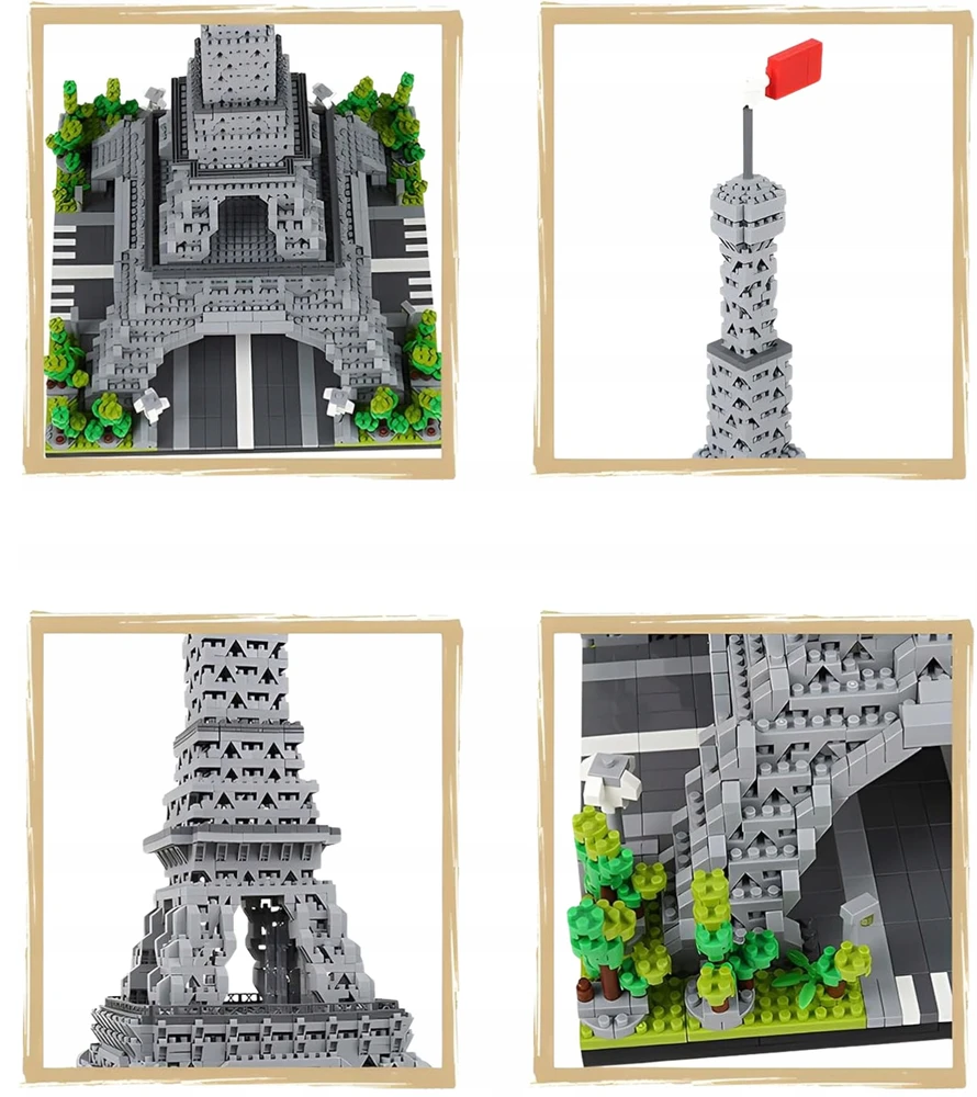 STATYBINIAI BLOKAI EIFELIO BOKŠTAS PARYŽIAUS ARCHITEKTŪRA XXL 40 CM PASTATAS 8+