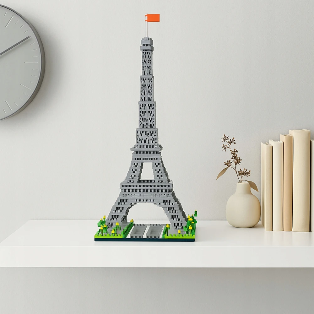 STATYBINIAI BLOKAI EIFELIO BOKŠTAS PARYŽIAUS ARCHITEKTŪRA XXL 40 CM PASTATAS 8+
